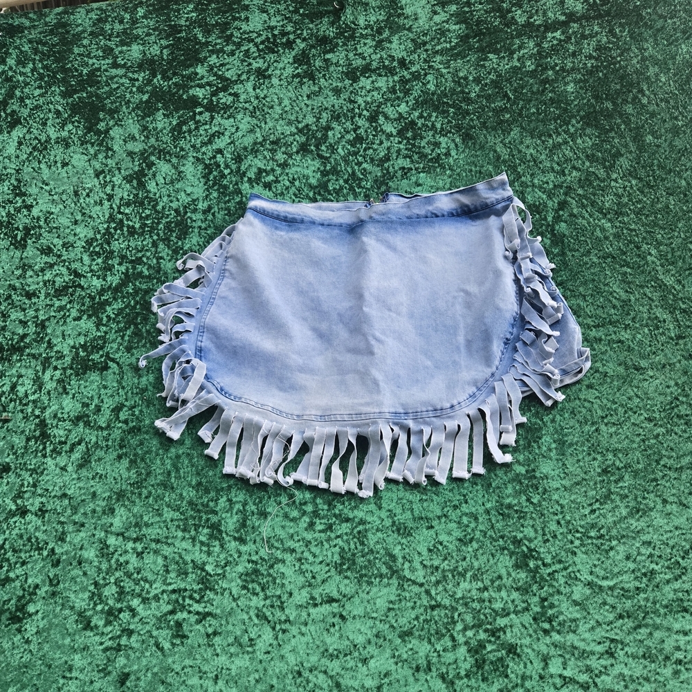 Thrill Light Blue Fringe Jean Shorts 358